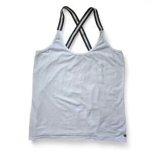 GARCIA Striped Racerback Tank Top Striped Straps Size XL Off White